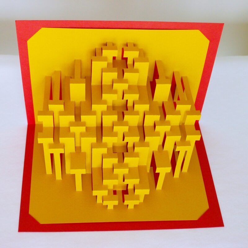 Geometrical papercutting by Guy Petzall built as pop-up card