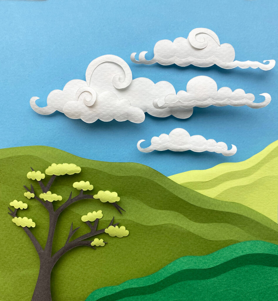 Create your own 6"x6" paper sculpture landscape.